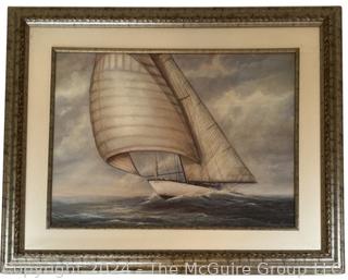 Framed Under Glass Print of Sailboat by Ruane Manning. 26 x 32"