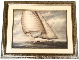 Framed Under Glass Print of Sailboat by Ruane Manning. 26 x 32"