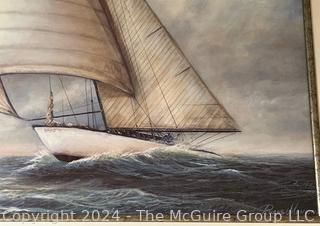 Framed Under Glass Print of Sailboat by Ruane Manning. 26 x 32"