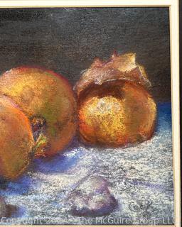 Unframed Oil on Board Still Life of Garlic and Onions Signed by Artist Cook. 13" x 14" 