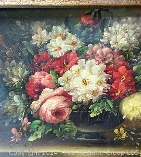 Framed Oil on Board of Floral Still Life Signed by Artist Barnard. 6 x 8"