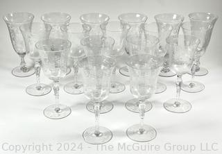 Selection of Cut Glass and Patterned Stemmed Glassware 