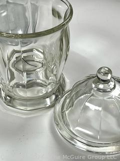 Three (3) Clear Heavy Glass Apothecary Jars with Lids.