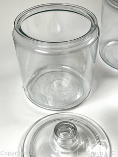 Three (3) Clear Heavy Glass Apothecary Jars with Lids.