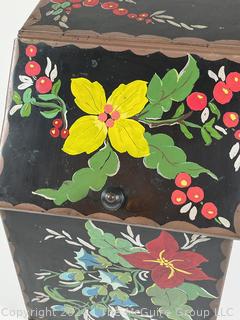 19th Century Slant-Lid Tole Salt Box. 9 x 9 x 13"