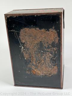 19th Century Slant-Lid Tole Salt Box. 9 x 9 x 13"