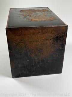 19th Century Slant-Lid Tole Salt Box. 9 x 9 x 13"