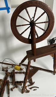 Ashford Style Spinning Wheel & Accessories. 42.5" Tall 