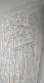 Heavy Bas Relief Plaster Cast of Choir Singers Signed on Back ARBAN. 20.5 x 30.5 x 2"