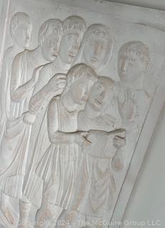 Heavy Bas Relief Plaster Cast of Choir Singers Signed on Back ARBAN. 20.5 x 30.5 x 2"