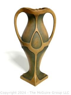 Austrian Art Nouveau Majolica Pottery Vase with Stamp Bernard Bloch. 12" Tall. Note: Crack