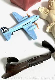 Collection Including Cutlery, Hand Corn Husker, Matchbox 2003 Toy Plane, Match Box Cover 