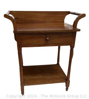 19th Century Primitive Poplar Two-Tier Washstand. Measures 29w x 20d x 34h" 