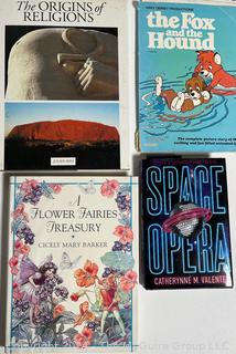 Eight (8) Books Including Space Opera, Flowers, Religion, & Disney