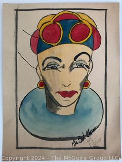 Three (3) Unframed Watercolor on Paper Fashion Studies byu Falls Church Artist Mildred Kemp