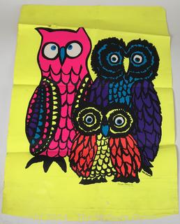 1969 Wise Owls Blacklight Poster by Dan Snupe for Poster Prints Inc.  23 1/2" x 33"