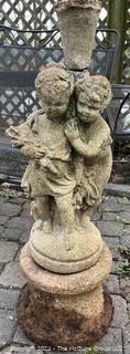 Cement Garden Statue with Cherubs. 34" Tall