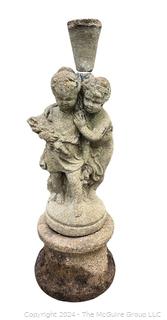 Cement Garden Statue with Cherubs. 34" Tall