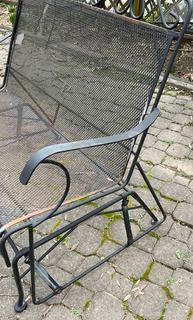 Metal Mesh Garden Love Seat Glider. Second of two being offered in this auction. Measures 42 x 22 x 38"