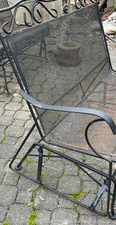 Metal Mesh Garden Love Seat Glider. Second of two being offered in this auction. Measures 42 x 22 x 38"