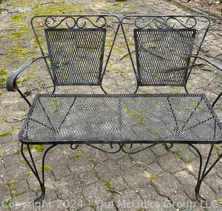 Metal Mesh Garden Love Seat. Measures 38.5w x 20.5d x 33h"