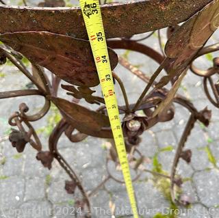 Ornate Weathered Metal Garden Standing Flower Pot Holder. 14.5 x 36"