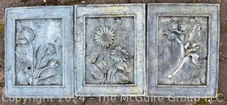 Three (3) Floral Garden Decor Panels.  9" x 12" 