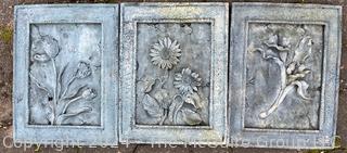 Three (3) Floral Garden Decor Panels.  9" x 12" 