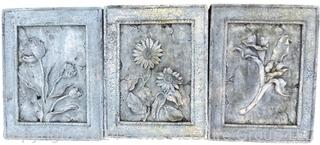 Three (3) Floral Garden Decor Panels.  9" x 12" 