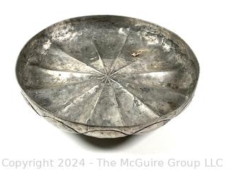 Scalloped Pewter Pedestal Bowl Dish By Pedraza Segovia, Spain. 10" Diameter 