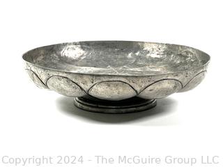 Scalloped Pewter Pedestal Bowl Dish By Pedraza Segovia, Spain. 10" Diameter 