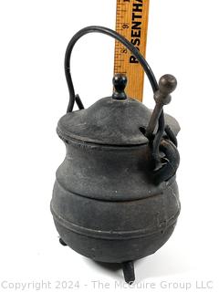 Antique Cast Iron Glue Pot with Lid & Applicator