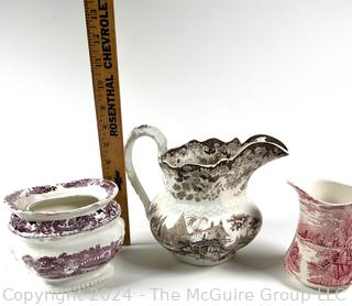 Three (3) Transferware Creamers, Pitchers and Bowl 