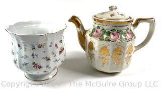 Porcelain China Tea Pot and Cup