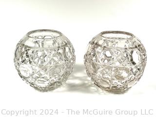 Set of Two (2) Round Crystal Vases