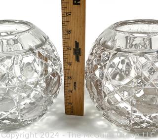 Set of Two (2) Round Crystal Vases