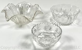 Three (3) Cut Crystal Glass Bowls