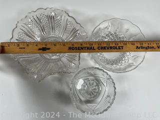 Three (3) Cut Crystal Glass Bowls