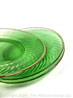 Group of Glass Luncheon Plates in Green and Clear