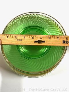 Group of Glass Luncheon Plates in Green and Clear