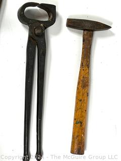 Hand Tools Including Miller Falls Plane, Spokeshave, Wrench, Tack Hammer & Pliers