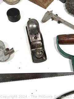 Hand Tools Including Keyhole Saw, Wood Planes, Pliers, Tap n Die Tools, & etc