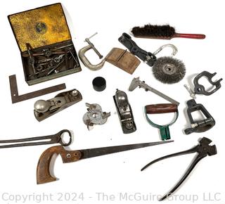 Hand Tools Including Keyhole Saw, Wood Planes, Pliers, Tap n Die Tools, & etc