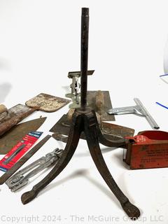 Hand Tools Including Trowels, Sanders, Bench Pipe Vise, Cast Iron Base, etc