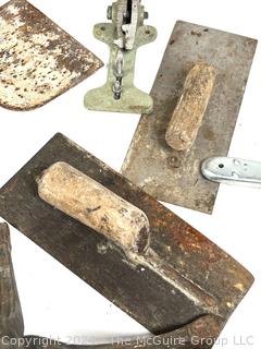 Hand Tools Including Trowels, Sanders, Bench Pipe Vise, Cast Iron Base, etc