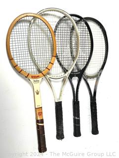 Spanning the Generations: Four (4) Tennis Rackets Including Wilson, Prince & Pro-Kennex 