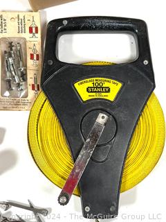 Hand Tools Including Stanley 100ft Tape, Solder, Nails, Hinges and more