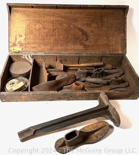 Antique Cobblers Box With Tools and Base