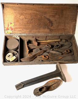 Antique Cobblers Box With Tools and Base