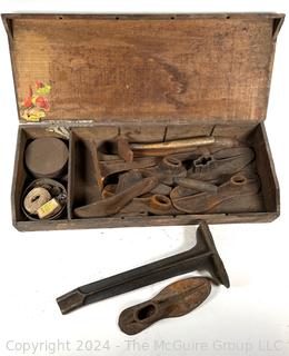 Antique Cobblers Box With Tools and Base